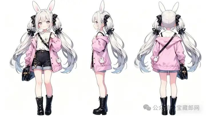 360°萌杀！兔耳少女手办三大角度细节曝光超可爱兔儿女孩3D手办模型设计大揭秘-宝藏郎资源网