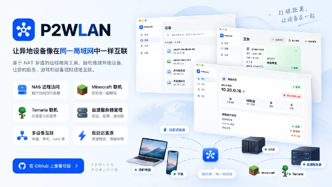 P2WLAN 是什么？开源异地虚拟局域网完整指南：P2P 直连、加密中继与自建组网-宝藏郎资源网
